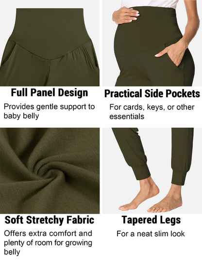 fitglam Women's Maternity Pants Over Belly Lounge Pajamas Clothes Pregnancy Must Haves Joggers with Pockets