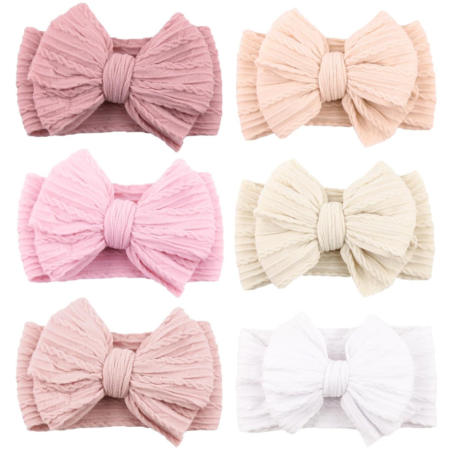 Niceye Handmade Baby Headbands Soft Stretchy Nylon Hair Bands with Bows for Newborn Infant Baby Toddler Girls- Pack of 6