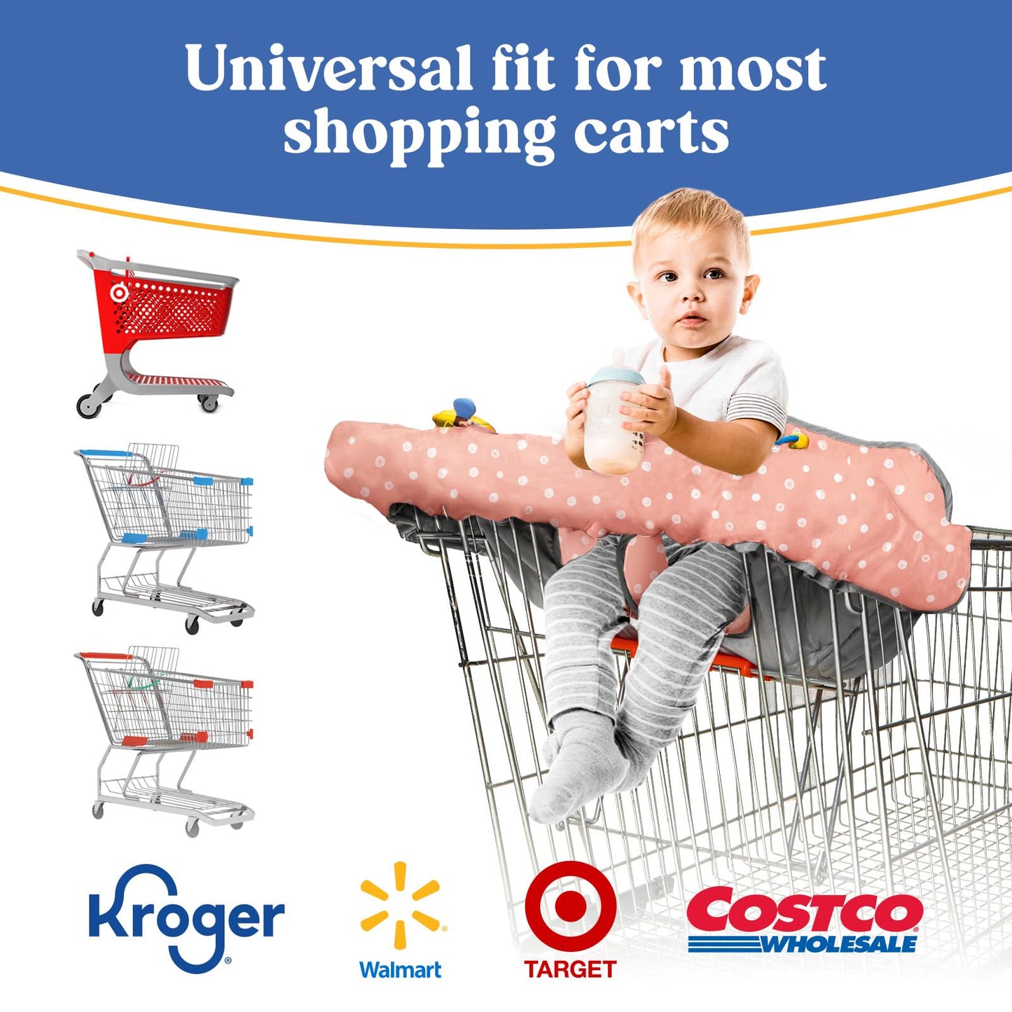 Shopping Cart Cover for Baby PILLANI, High Chair Cover for Restaurant Seat, Grocery Cart Cover for Baby Girl and Boy, Cotton Buggy Covers for Babies, Toddler Shopping Cart Cover