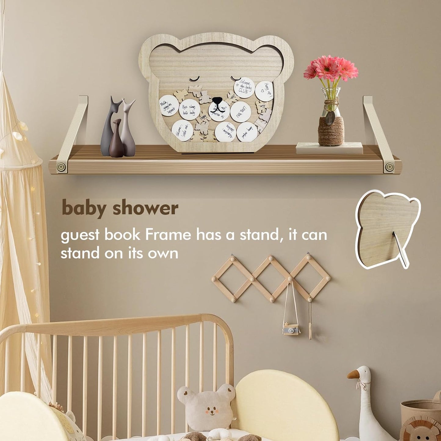 Baby Shower Guest Book Bear Style Baby Shower Decorations for 50 Guests with Pen, Newborn Party Gifts for Soon to Be Moms Baby Shower Guest Book Alternatives Set