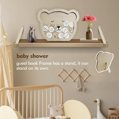Baby Shower Guest Book Bear Style Baby Shower Decorations for 50 Guests with Pen, Newborn Party Gifts for Soon to Be Moms Baby Shower Guest Book Alternatives Set
