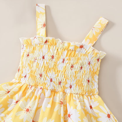 Toddler Baby Girl Summer Clothes Halter Floral Romper Dress Backless Outfits with Hat