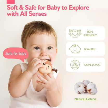 hahaland Baby Girl Toys 6-12 Months - My First Mushroom House with Stuffed Jungle Animals, Rattle, Crinkle Paper, Mirror - Developmental Sensory Montessori Toys for Toddlers 1 Year Old Girl Gifts