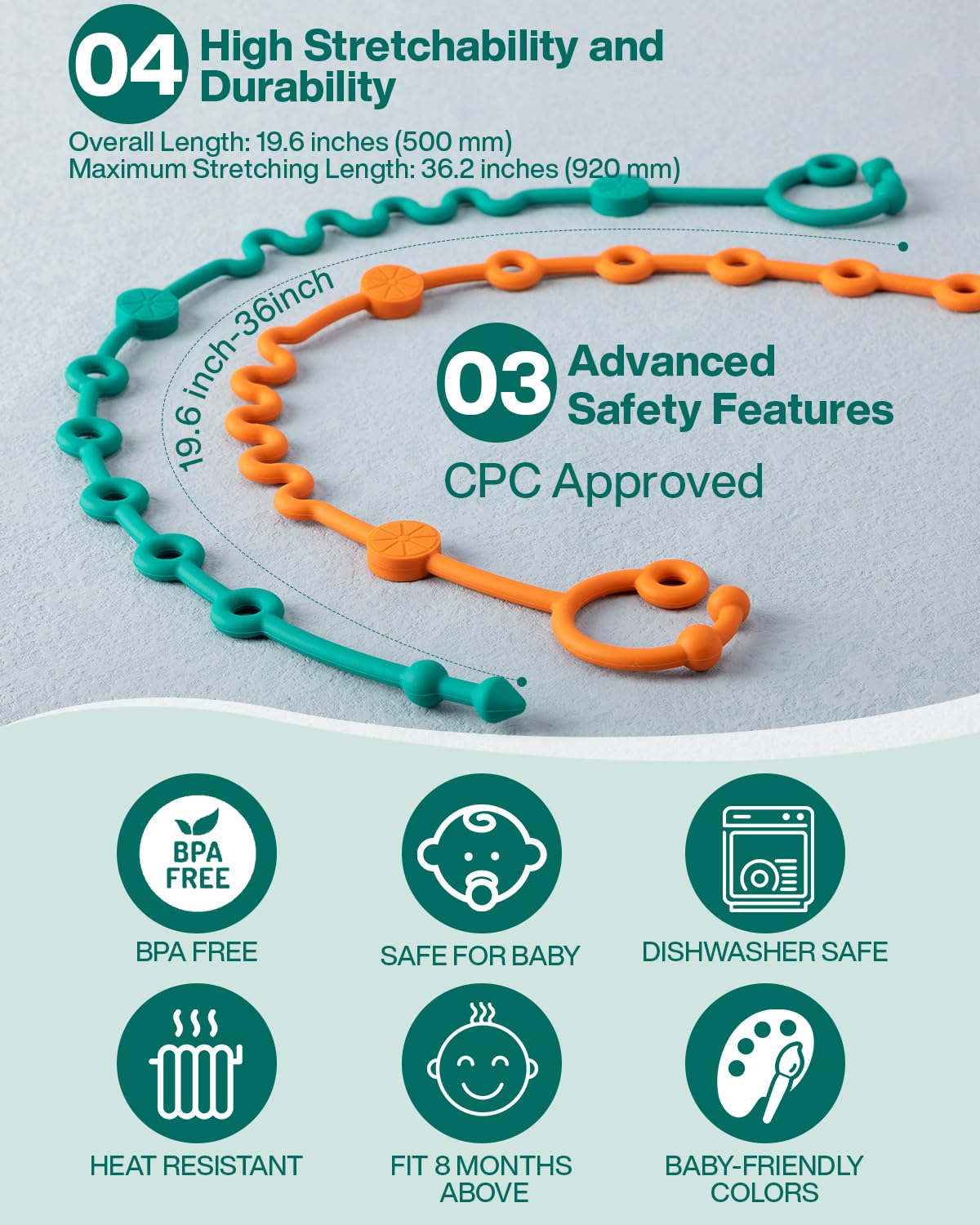 Toy Straps for Baby, 5pcs Adjustable Toy Holder for Stroller Accessories, Silicone Baby Tether Pacifier Clip, No Throw Baby Travel Essential Leash for High Chair, Car Seat (Gril-5 Pack)