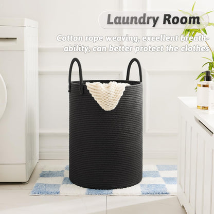 Laundry Basket,Woven Cotton Rope Laundry Hamper,60L for Decor Storage of Dirty Clothes,Toys and Blankets in Bathroom,Baby Room and Living Room