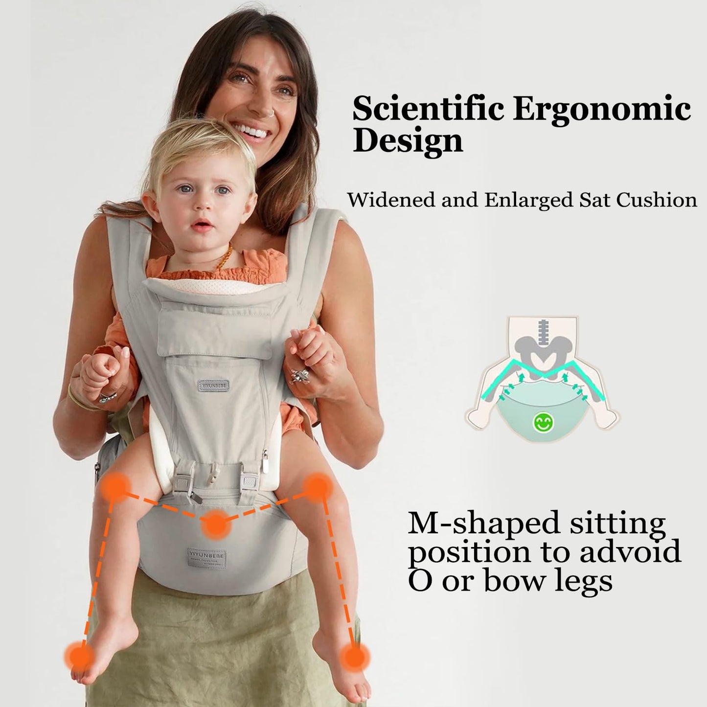 Baby Carrier, Ergonomic 6-in-1 Baby Carrier with Hip Seat for Newborn Infant Toddler, Adjustable Detachable Baby Holder Carrier for Dad Mom