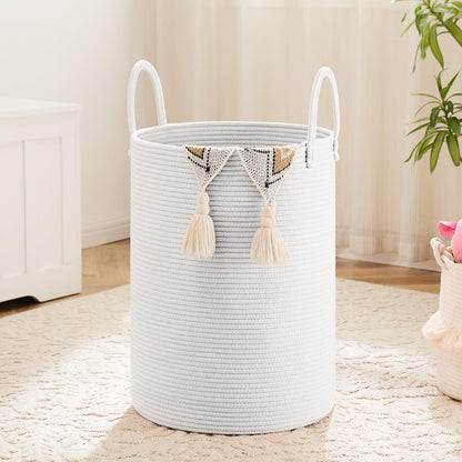 Laundry Basket,Woven Cotton Rope Laundry Hamper,60L for Decor Storage of Dirty Clothes,Toys and Blankets in Bathroom,Baby Room and Living Room