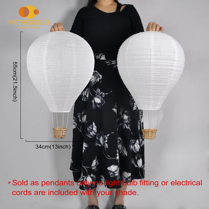 2PCS fabric Hot air balloon lampshade decorations hanging 14inch pendant light shade Gifts for kids Nursery kids living room chandelier new born baby room decor party decoration