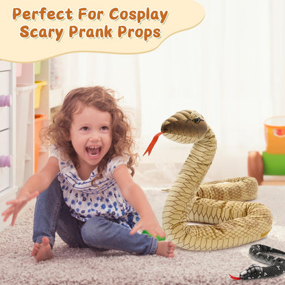 MorisMos Snake Stuffed Animals Plush Toy 120 Inch Giant Snake Plush with Babies Stuffed Snake Toys for Kids Plush Party Decorations Favors Prank Props, 4 Snake Babies, 3 Snake Eggs