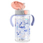 Evorie Tritan Spill Proof Toddler Straw Sippy Cup, 10 oz for Baby and Toddlers 1-3 Years Old, No Spill Straw Water Bottle with Removable Handles, Ideal for School, BPA-Free, Pink Rabbit