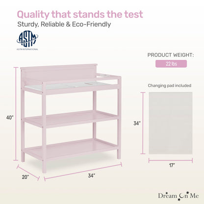Dream On Me Jax Universal Changing Table, Blush Pink , 34x20x40 Inch (Pack of 1)