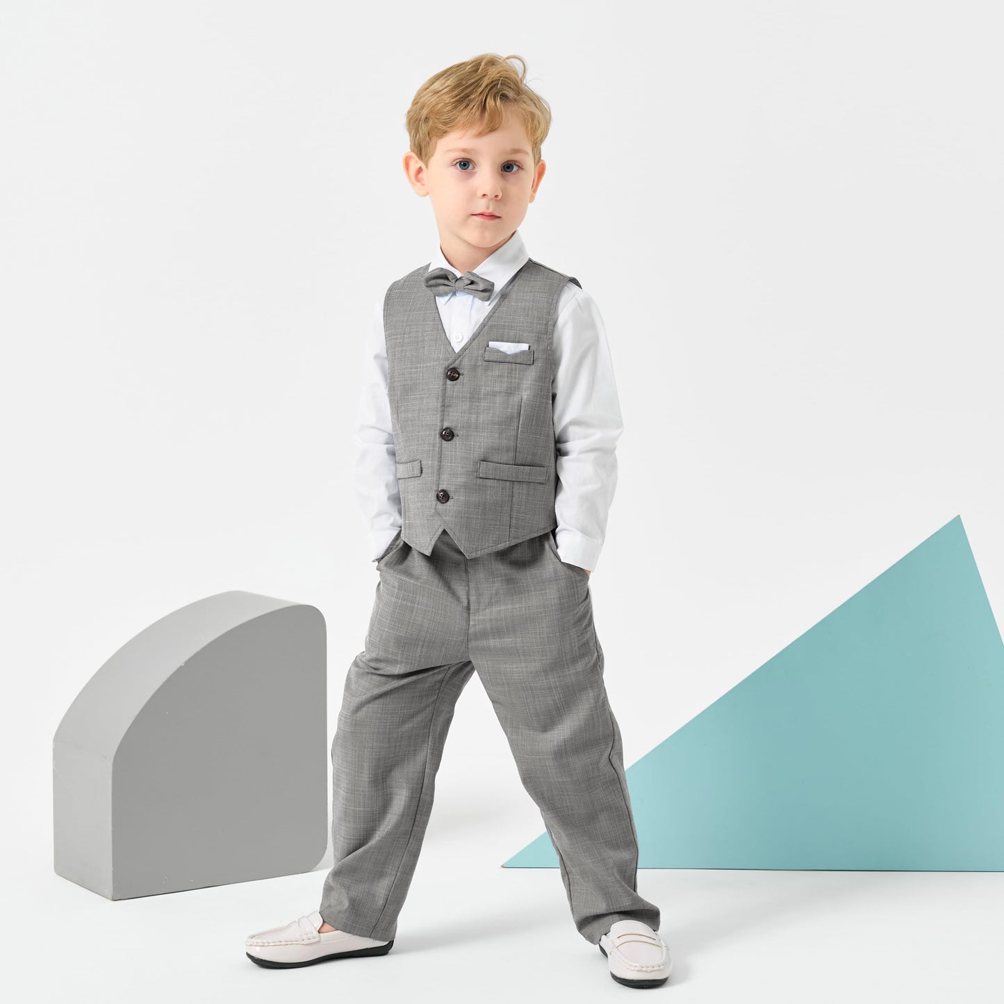 Volunboy Baby Boys Formal Wedding Ring Bearer Outfits Toddler Gentleman Bowtie Vest Guest Suits Dress Shirt Pants Set