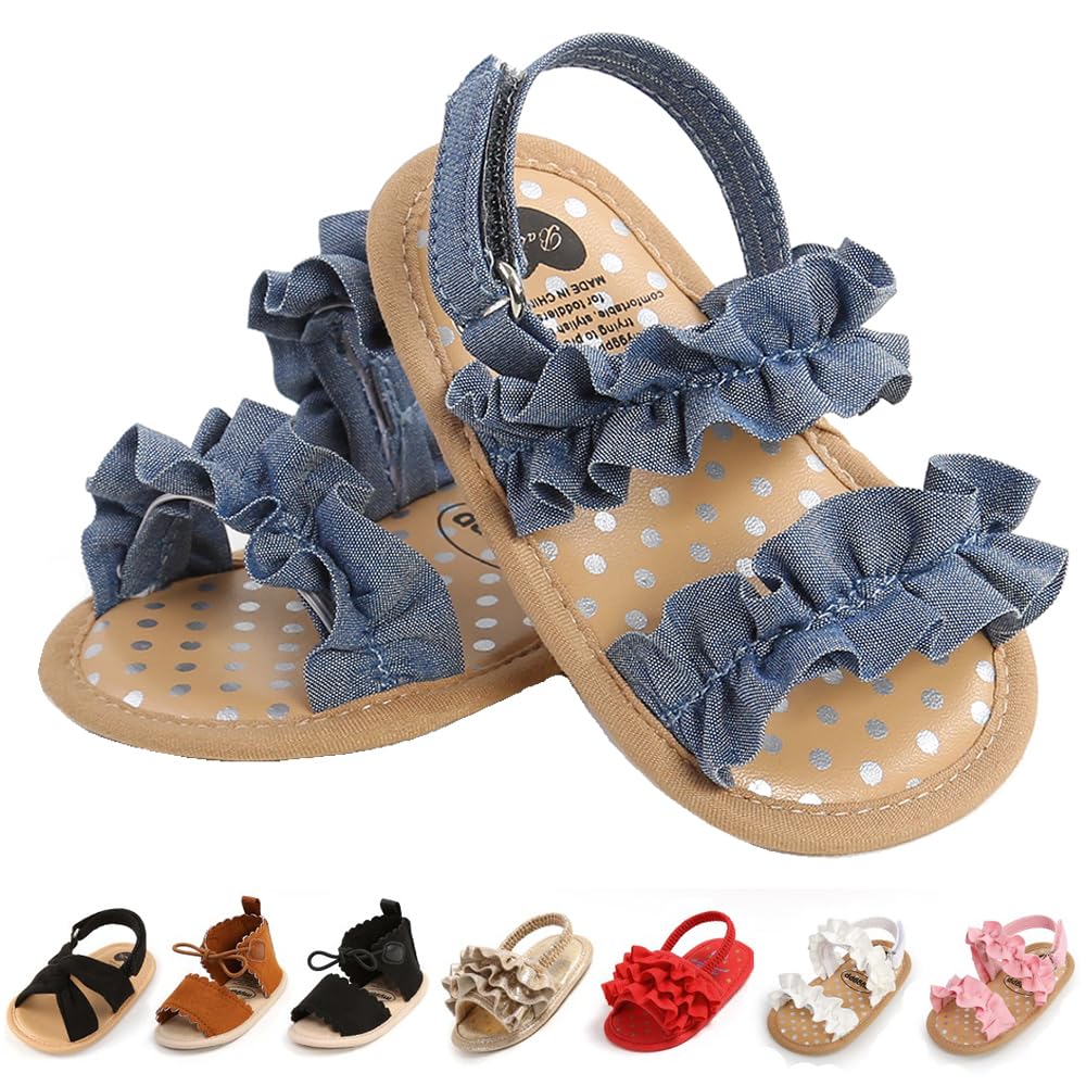 Infant Baby Boys Girls Sandals Summer Baby Wedding Dress Flat Shoes Newborn Crib Shoes First Walkers Prewalkers Shoes