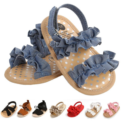 Infant Baby Boys Girls Sandals Summer Baby Wedding Dress Flat Shoes Newborn Crib Shoes First Walkers Prewalkers Shoes