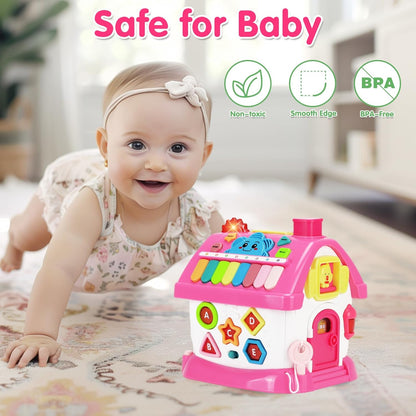 Toys for 1+ Year Old Girl Gifts: Montessori Musical Toddler Toys Age 1-2 - 8-in-1 Multi-Functional House Educational Baby Toys 6-12 12-18 Months - First Birthday Gift for 1 2 Year Old Girls Boys Kids