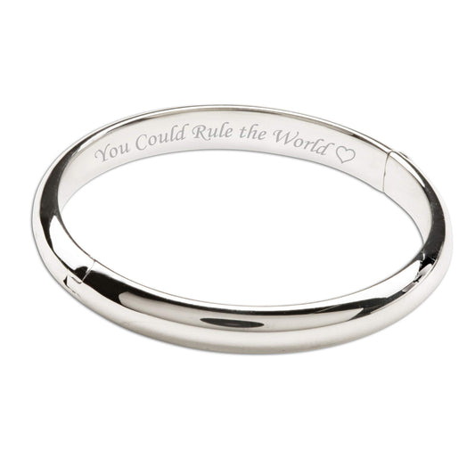 Personalized Sterling Silver Baby Bangle Bracelet Gift for Child, Toddler, Kids, Teen, or Women Custom Jewelry with Engraved Name