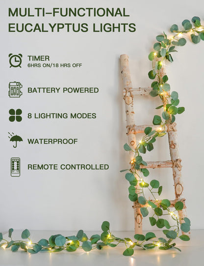 suddus Vine with Fairy Lights Battery Operated, 33ft 100 LED Ivy String Lights with Remote, Leaf Lights for Bedroom, Room, Wall, Garden, Party, Wedding Decor (Warm White)