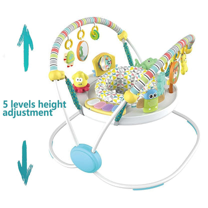 CAM2 Baby Bouncer Baby Jumpers Infant Activity Center with Music Lights Sounds, 360° Rotating Seat,Surrounded by 12 Different Types of Toys,Activity Center for 4 Month+,White