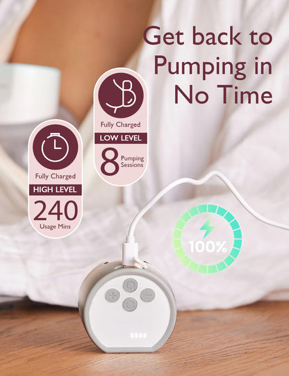Momcozy Hands-Free Breast Pump S12 Pro, Wearable & Portable Pump with Soft DoubleFit Flange, 3 Modes | 9 Levels Double Electric Pump, Smart Display, 24mm, 2 Pack, Cozy White