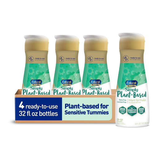 Enfamil Prosobee Plant based Baby Formula, for Sensitive Tummies, Soy-based Plant Sourced Protein, Vitamins for Immune Support, Lactose-free, Milk free, Gluten free, 32 Fl Oz Bottle (4 count)
