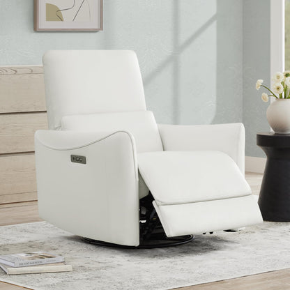 CHITA Power Recliner Chair Swivel Glider, FSC Certified Upholstered Living Room Nursery Reclining Sofa Chair with Lumbar Support, Linen