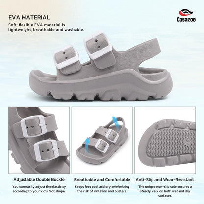 Casazoe Toddler Boys Girls EVA Comfort Lightweight Sandals Breathable Summer Beach Pool Casual Outdoor Shoes Adjustable Strap Open Toe Anti-Slip Quick Dry Shoe(Toddler/Little kids)