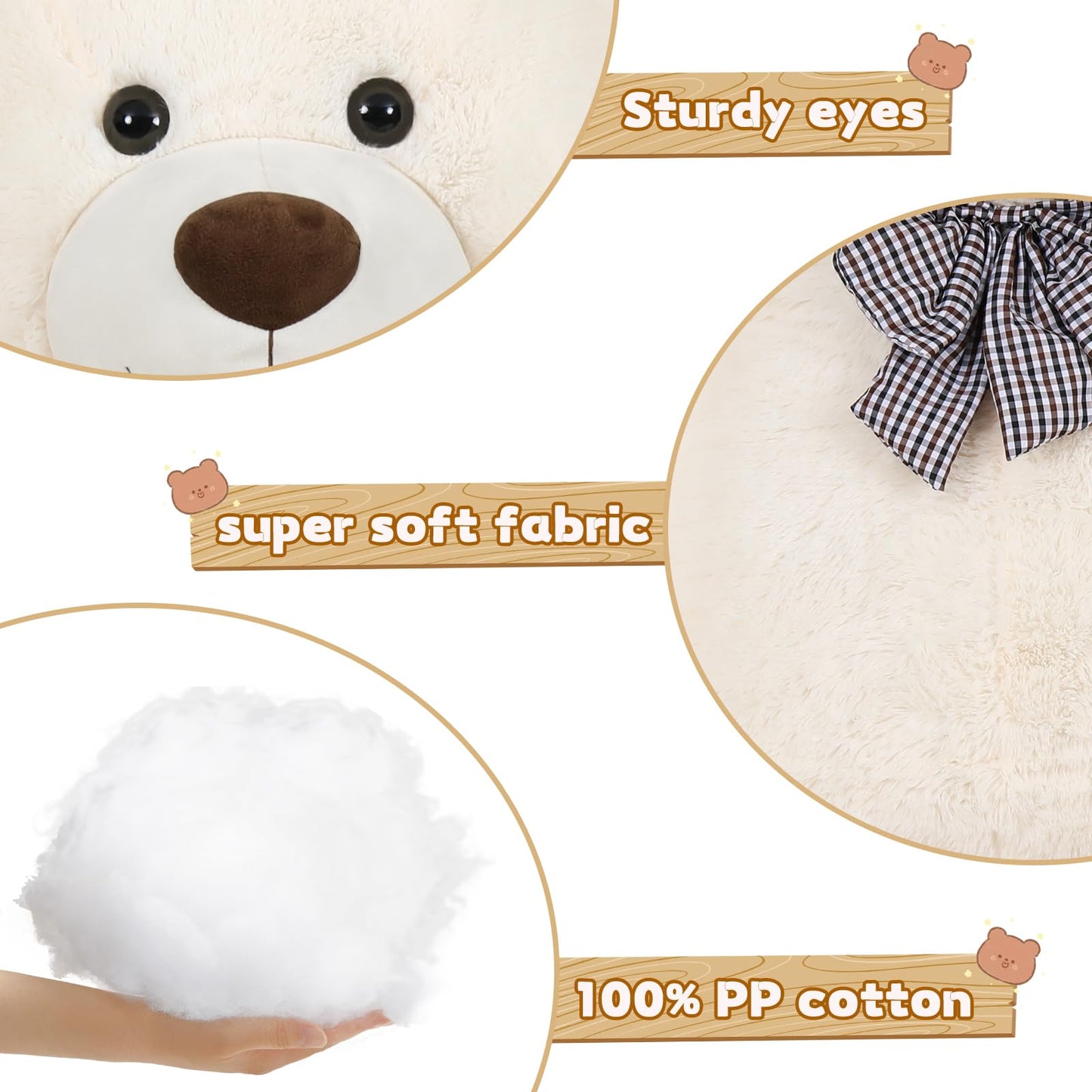 51 inch Big Teddy Bear Cute Giant Stuffed Animals Soft Plush Toy for Girlfriend Kids for Birthday Christmas Valentine's Day