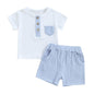 fhutpw Baby Boy Summer Outfits Henley Shirt Soft Pocket Short Sleeve Tops & Shorts Sets Infant 3 6 12 18 Months 2T Clothes