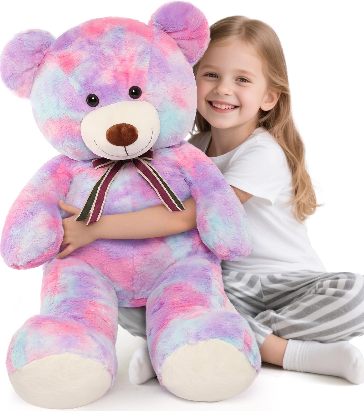 Tezituor 59" Gaint Teddy Bear Stuffed Animal,5ft Life Size Big Teddy Bears,Light Brown Cute Soft Plush Toy,Gifts for Kids Girls Boys Girlfriend Valentine,Christmas,Birthday,Baby Shower,Wedding Party