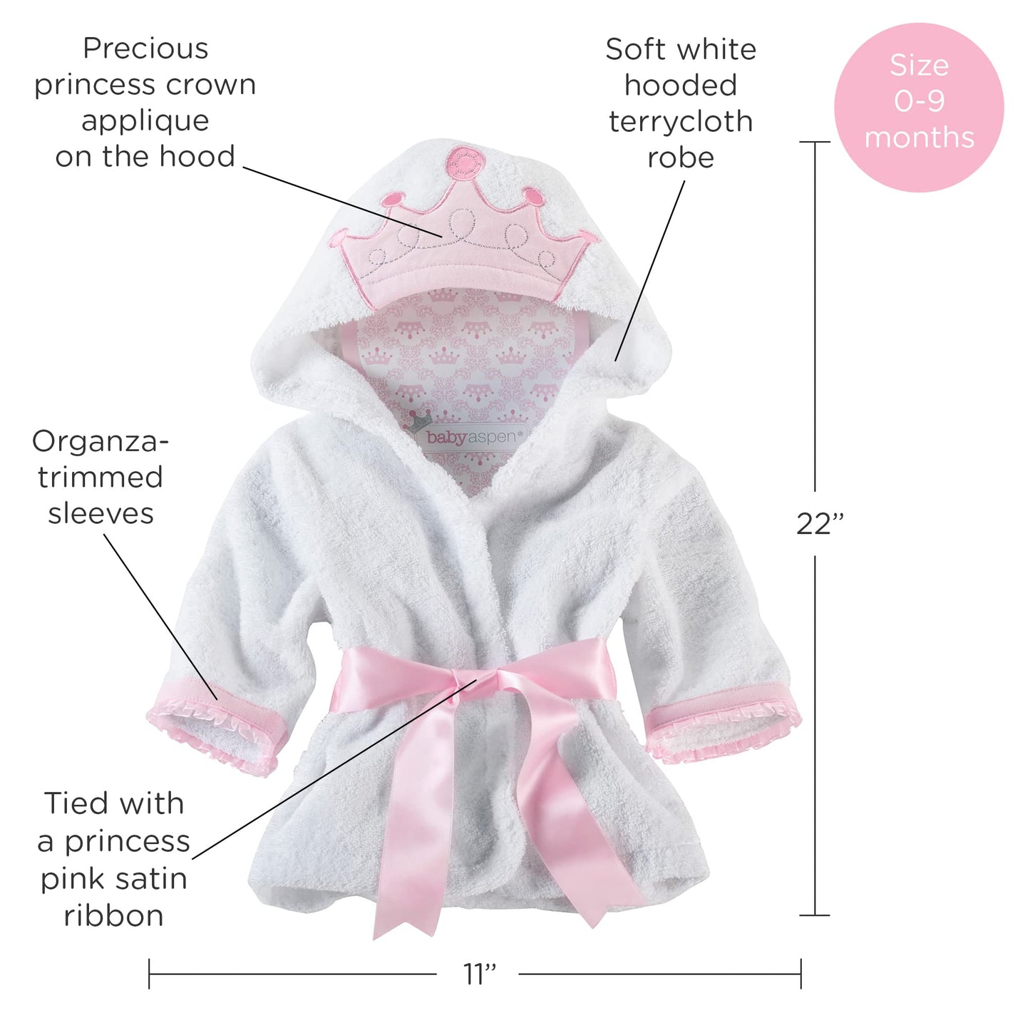 Baby Aspen "Utterly Adorable Cow Hooded Towel/Baby Robe, 0-9 Months
