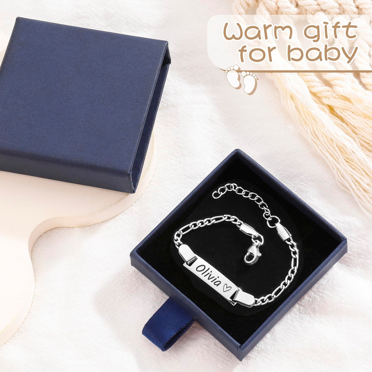 Personalized Baby Name Bracelet, 18K Gold Plated Customized Bracelets Id Protection Bracelet New Born Birthday Gift for Toddler Girls Boys