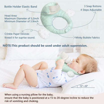 Baby Bottle Holder,Bottle Holder for Baby self Feeding,Baby Bottle Holder Hands Free Feeding,Newborn Bottle Holder,Twin Baby Feeding Pillow,Newborn Essentials (Minty Green）