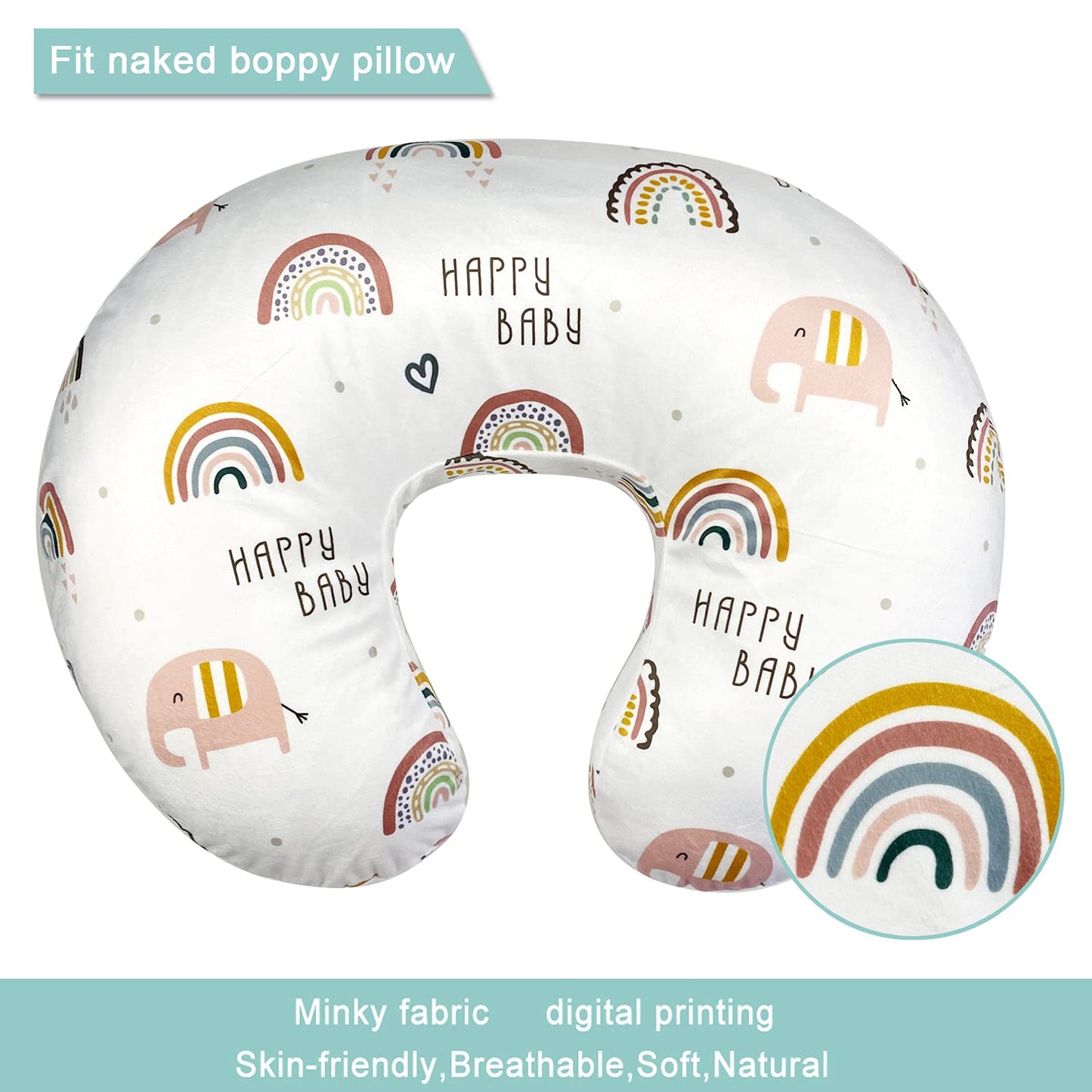 OWLOWLA Nursing Pillow Cover, Breastfeeding Pillow Slipcover Fits Nursing Pillow for Baby Boy Girl(Blush Pink)