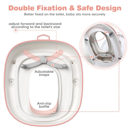 Potty Training Seat with Step Stools, Maliton Potty Training Toilet for Toddlers Girls with Splash Guard, Anti-Slip Toddler Stool for Bathroom, One Potty Seat and 2 in 1 Step Stool for Kids (Pink)