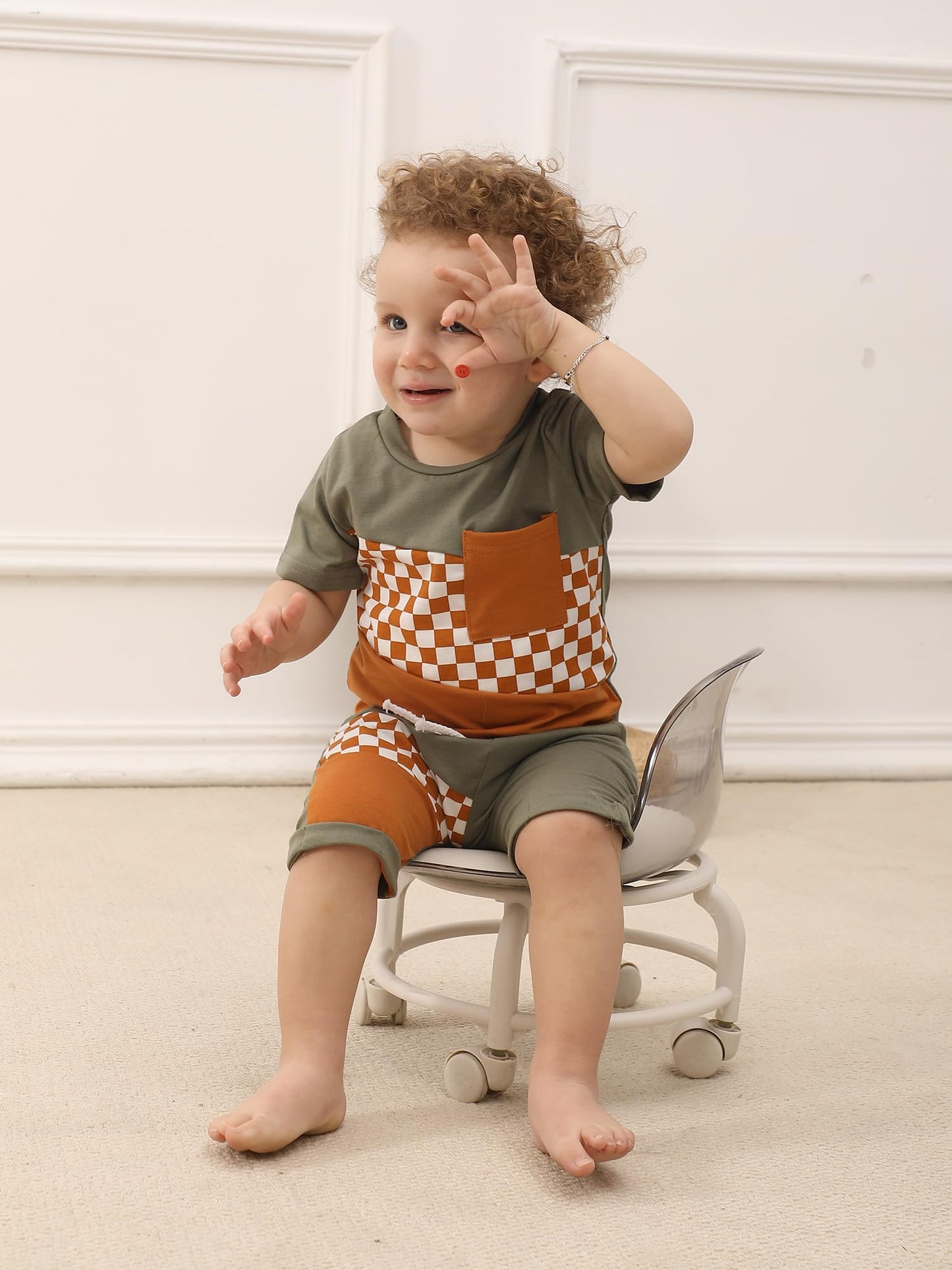 SUREPOCH Baby Boy Clothes Set Summer Toddler Short-Sleeve Shirt & Elastic Waist Shorts Set For Baby Boy Outfits