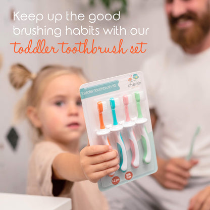 Cherish Baby Care Baby Toothbrush & Toddler Toothbrush Set (0-2 Years) - BPA-Free & Safety-Tested, 2023 Award Winner, Food-Grade Silicone (Teal)
