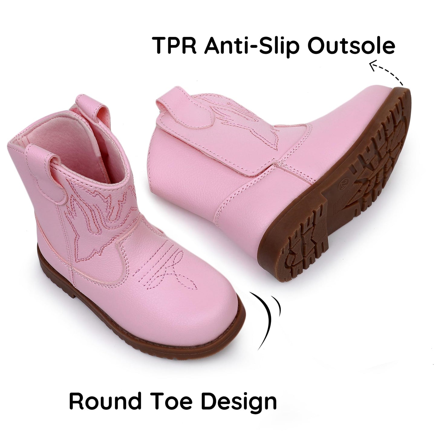Blikcon Toddler Cowboy Boots for Boys Girls Baby Infant Cowgirl Boots Round Toe All Seasons 6-36 Months (Infant/Toddler)