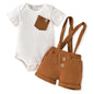 Unutiylo Baby Boy Outfits 0-12 Months Short Sleeve Romper Suspenders Pants Spring Summer clothes