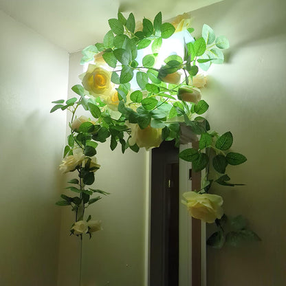 Felice Arts 2 Pack Pink Artificial Rose Garland Each 6.5FT Fake Rose Vine Hanging Floral Garland for Wedding Flowers Table Centerpiece Arrangement Baby Shower Decor