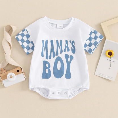 Newborn Infant Baby Boy Summer Outfit Mamas Boy Baby Clothes Boy Oversized Romper Shirts Short Sleeve Onesie
