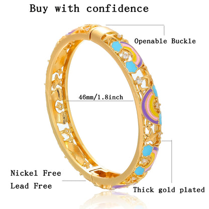 Ethlyn Gold Plated Colorful Openable Kids Baby Girls Bangles Bracelets Birthday Christmas Gifts Birthday Presents for children