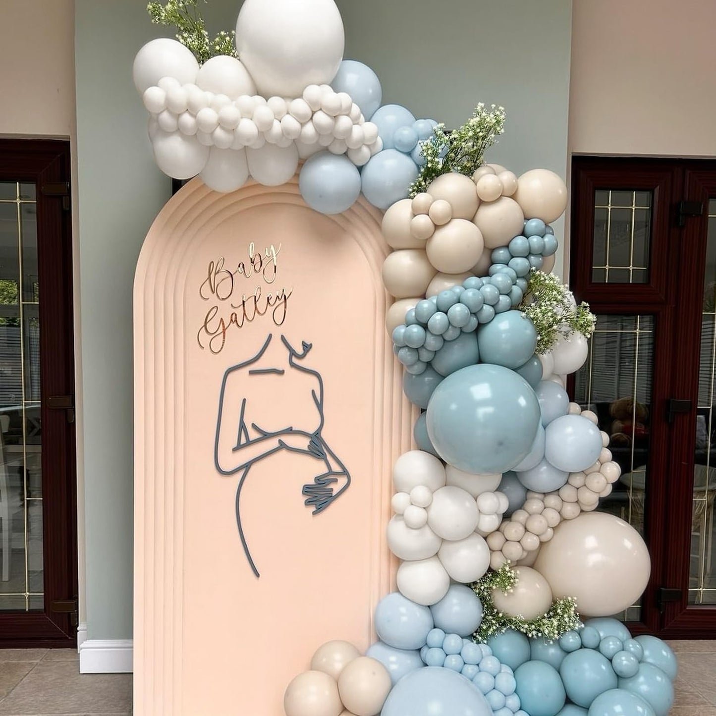 Dusty Blue Balloons Garland Arch Kit 139Pcs Fog Blue White Sand Balloons for Baby Shower Birthday Bear Theme Wedding Bride Anniversary Gender Reveal Party Decorations for Boy Girl Adult