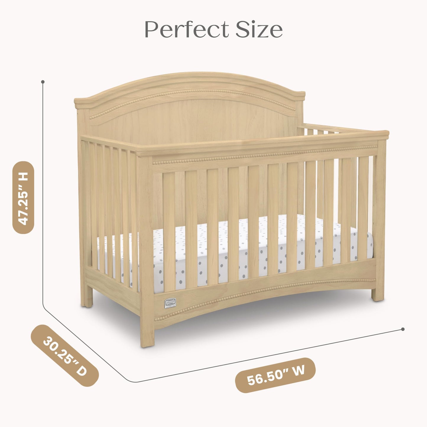 Delta Children Simmons Kids SlumberTime Emma Convertible Crib N More, Grey