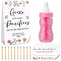 Roowest 512 Pcs Baby Shower Games Guess How Many Pacifiers Sign 100 Small Guessing Games 10 HB Pencils 750ml Milk Bottle 400 Acrylic Pacifiers Decoration for Guest Gender Reveal(Pink,Bear)