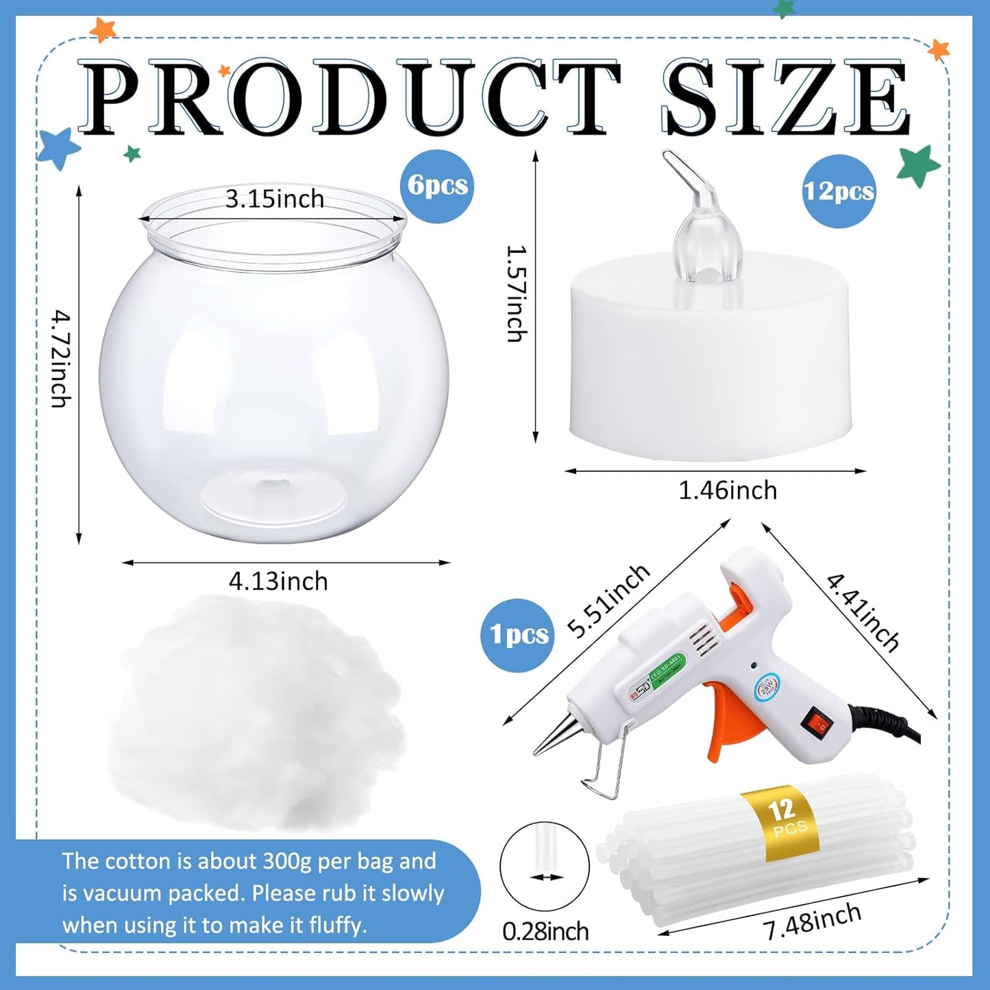 6 Set Cloud Baby Shower Party Table Centerpieces Cloud 30 oz Plastic Fish Bowls Cloud Candle LED with Hot Glue Gun for DIY Baby Shower Wedding Party Decorations Gifts