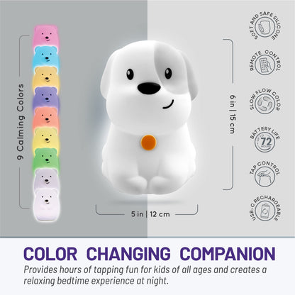 Lumipets Remote Control Silicone Night Light for Kids - Pig Design with 9 Soft Colors & Sleep Timer - Rechargeable, Battery-Operated Lamp for Bedroom | Baby Nursery, Toddler, Girls, Boys