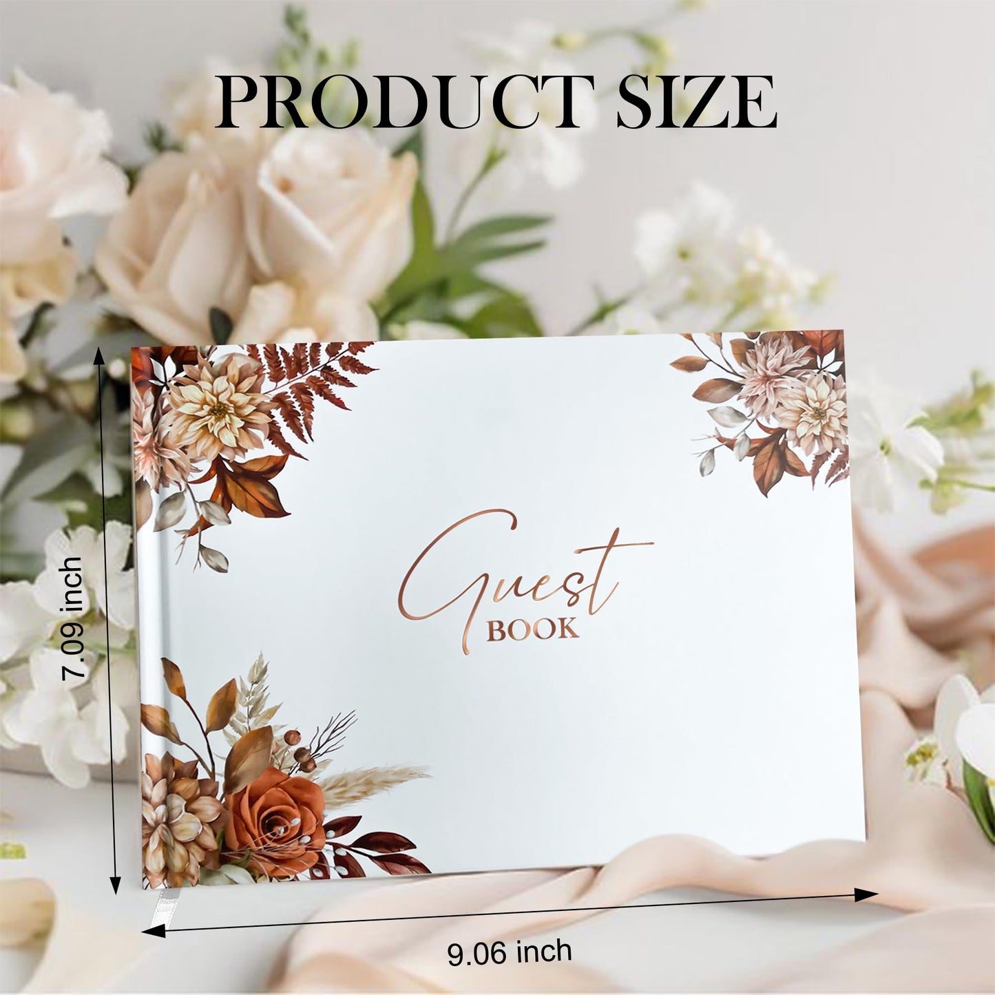 Mr&MrsGifts Elegant Wedding Guest Book Wedding Reception Hard Cover Guest Sign in Book for Bridal and Baby Shower(Garland)