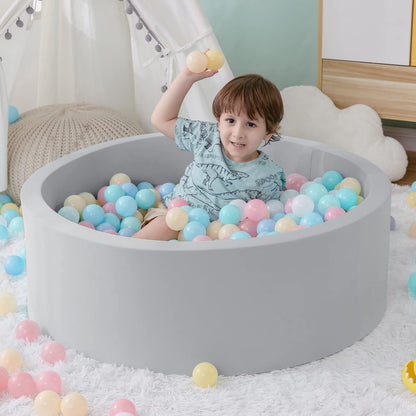 Foam Ball Pit, 47.2"x 13.8" Large Ball Pits for Toddlers, Soft Round Kiddie Baby Playpen Ball Pool for Kids, Ideal Gift for Babies Indoor and Outdoor Game, Grey, (Balls not Included)