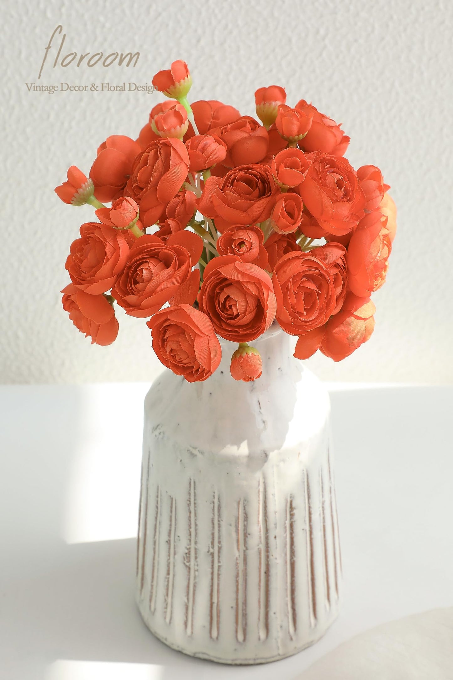 Floroom Ranunculus Artificial Flowers 18 Pcs Blush Faux Silk Mini Ranunculus Bulk Fake Wedding Filler Flowers for DIY Pink Bouquets, Centerpieces, Bridal Shower Decorations & Arrangements