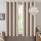 MIULEE 100% Blackout Linen Textured Curtains for Bedroom Solid Thermal Insulated Natural Beige Grommet Room Darkening Curtains & Drapes Luxury Decor for Living Room Nursery 52 x 84 Inch (2 Panels)